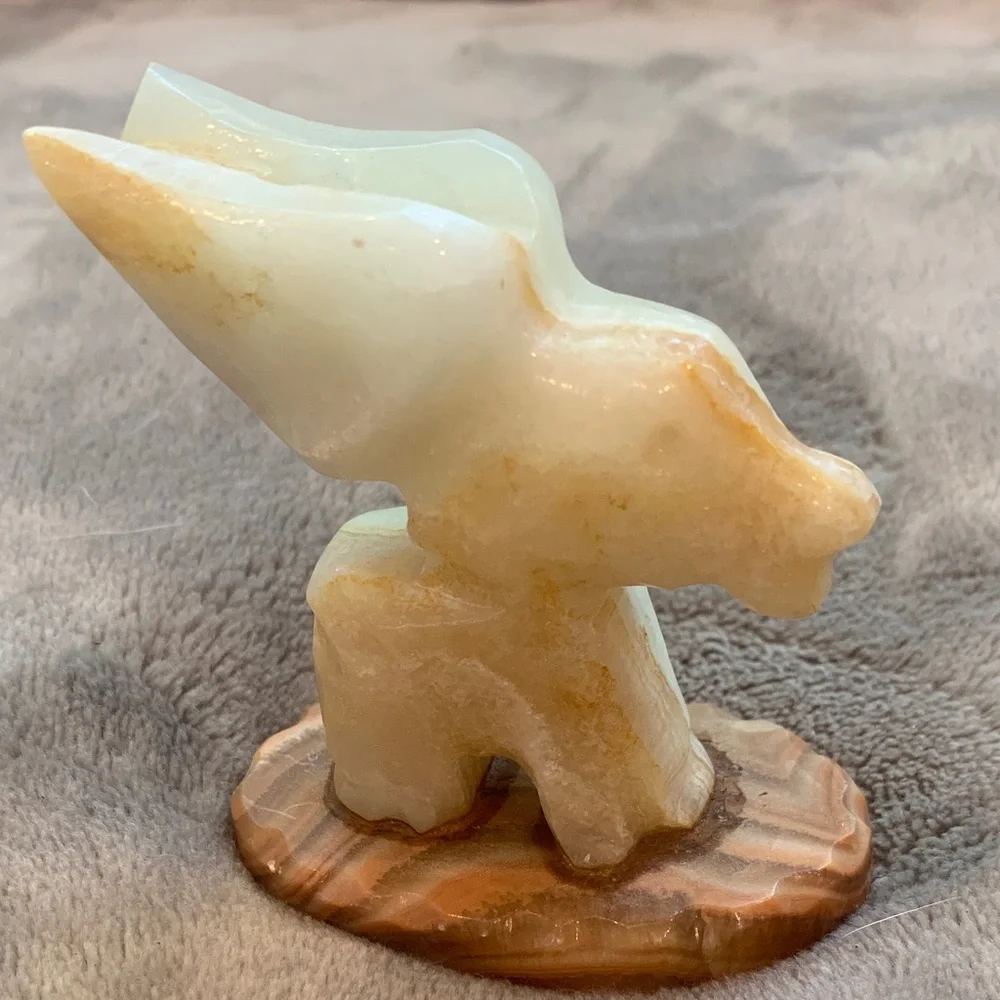Vintage onyx/alabaster stone Donkey Pencil Holder for Desk